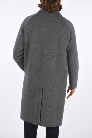 Cappotto Monopetto in Misto Lana con Collo a Camicia