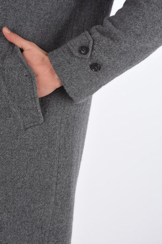 Cappotto Monopetto in Misto Lana con Collo a Camicia