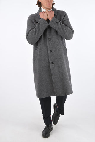 Cappotto Monopetto in Misto Lana con Collo a Camicia