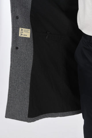 Cappotto Monopetto in Misto Lana con Collo a Camicia