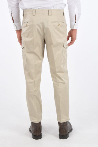 Pantaloni Cargo in Cotone con Coulisse alla Caviglia