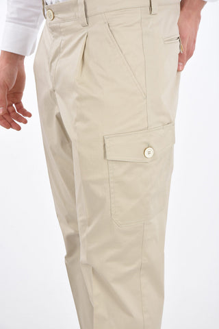 Pantaloni Cargo in Cotone con Coulisse alla Caviglia