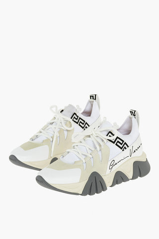 Sneakers Sock Stringate con Dettagli in Pelle