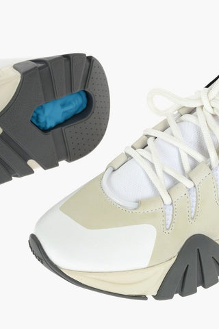 Sneakers Sock Stringate con Dettagli in Pelle