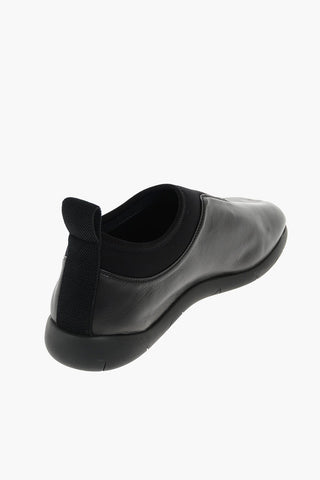 Leather Slip On Sneakers with Fabric Inserts