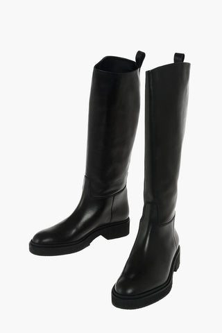 Under the Knee Pull On Leather Boots