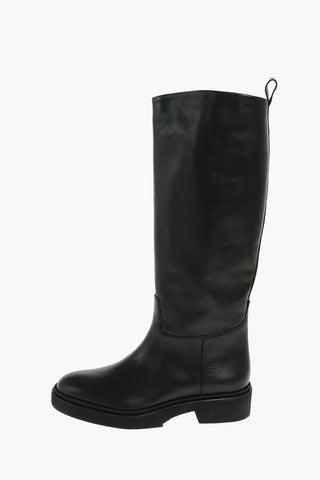 Under the Knee Pull On Leather Boots