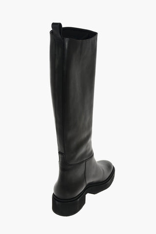 Under the Knee Pull On Leather Boots