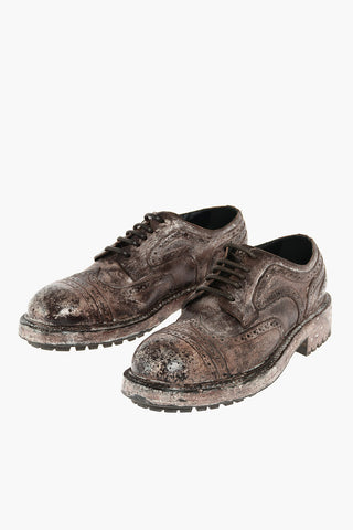 Lace Up BERNINI Leather Brogue Derby Shoes with Lived Effect