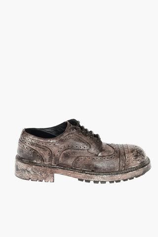 Lace Up BERNINI Leather Brogue Derby Shoes with Lived Effect