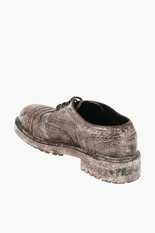 Lace Up BERNINI Leather Brogue Derby Shoes with Lived Effect