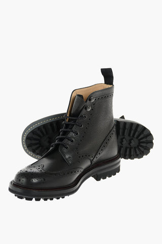 Brogue MC FARLANE Textured Leather Combat Booties