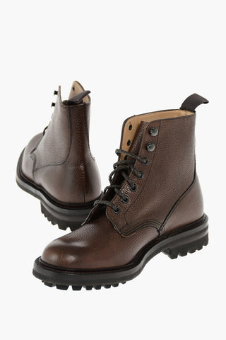 MC DUFF Textured Leather Combat Booties