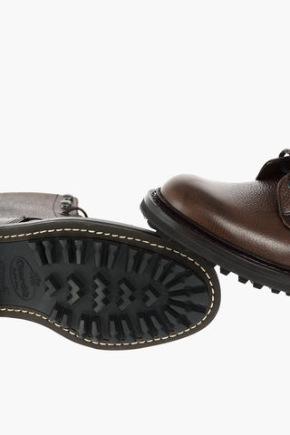 MC DUFF Textured Leather Combat Booties