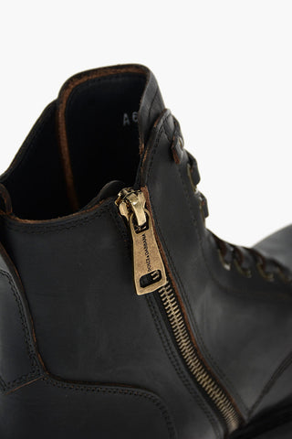 Anfibi in Pelle Allacciati BERNINI con Zip Interna