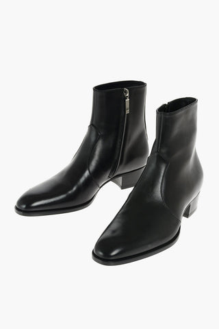 Leather Western Booties with Inner Zip