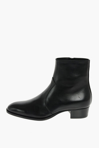 Leather Western Booties with Inner Zip