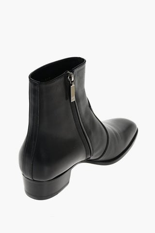 Leather Western Booties with Inner Zip