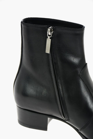 Leather Western Booties with Inner Zip