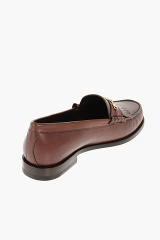 TRIOMPHE Leather Loafers with Buckle and Fringes