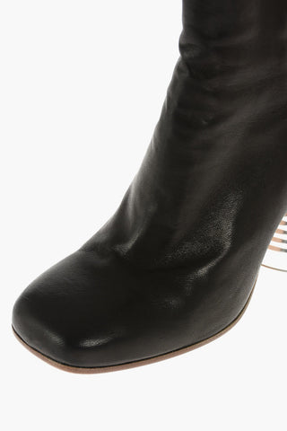 MM6 Stivaletti TIN CAN HEEL in Pelle con Punta Squadrata