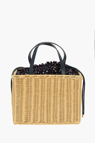Wicker Bucket Bag with Removable Shoulder Strap