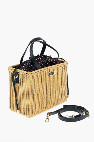 Wicker Bucket Bag with Removable Shoulder Strap