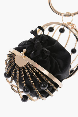 pochette SASHA con cristalli e finte perle