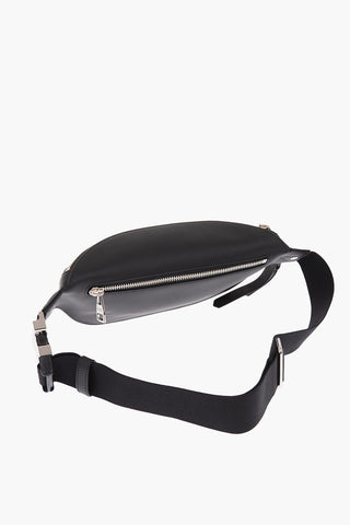 leather studded belt bag with carabiner