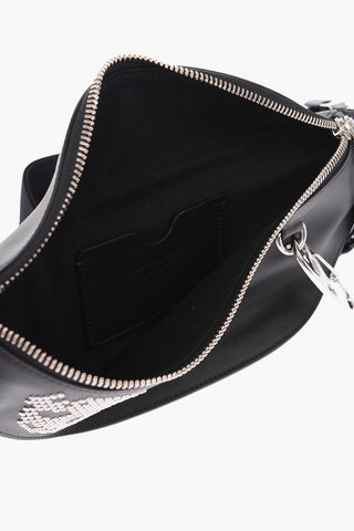 leather studded belt bag with carabiner