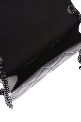 quilted leather mini bag with skull
