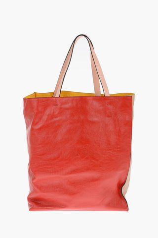 leather two-tone MUSEO SOFT tote bag with double handle