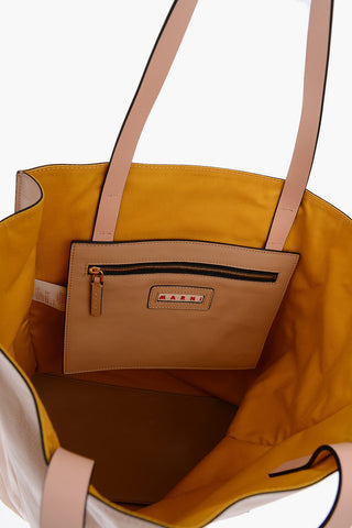 leather two-tone MUSEO SOFT tote bag with double handle