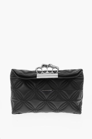 quilted soft leather sculptural clutch