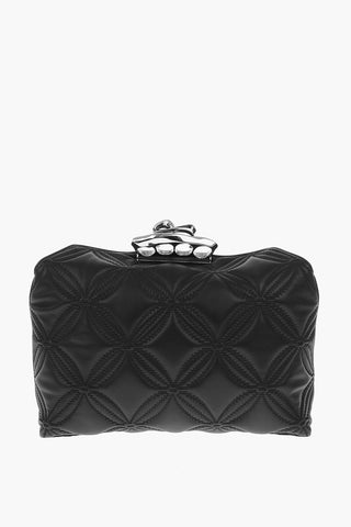 quilted soft leather sculptural clutch