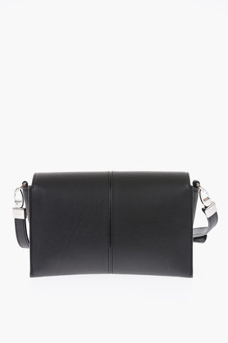 leather mini BANDOLERA crossbody bag with logo patch