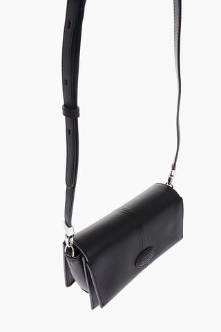 leather mini BANDOLERA crossbody bag with logo patch
