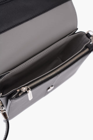 leather mini BANDOLERA crossbody bag with logo patch