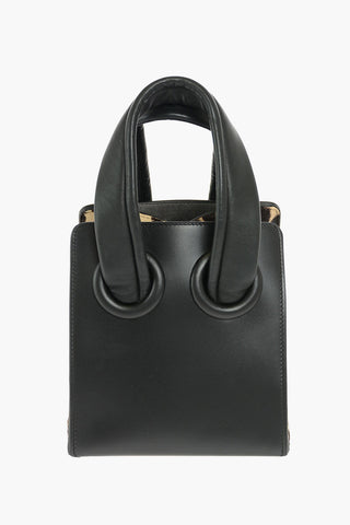 Leather DEON Double Handle Bag with Ponyskin Detail and Removable Shoulder Strap