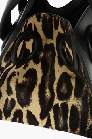 Leather DEON Double Handle Bag with Ponyskin Detail and Removable Shoulder Strap