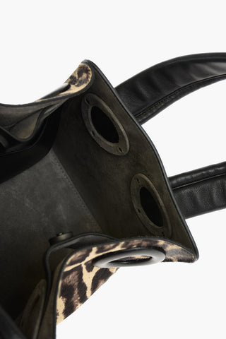 Leather DEON Double Handle Bag with Ponyskin Detail and Removable Shoulder Strap
