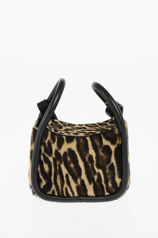 Spotted Ponyskin Double Handle Bag with Removable Shoulder Strap