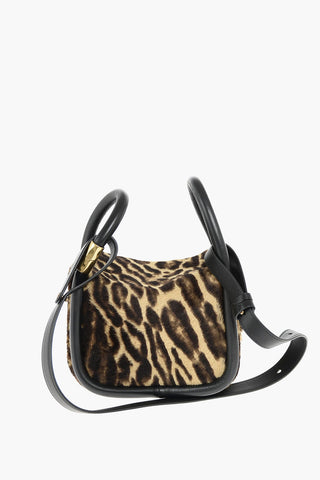 Spotted Ponyskin Double Handle Bag with Removable Shoulder Strap