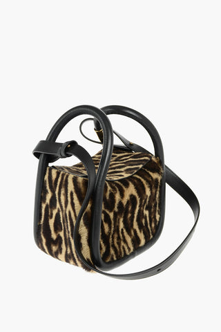 Spotted Ponyskin Double Handle Bag with Removable Shoulder Strap