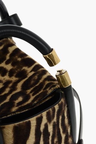 Spotted Ponyskin Double Handle Bag with Removable Shoulder Strap