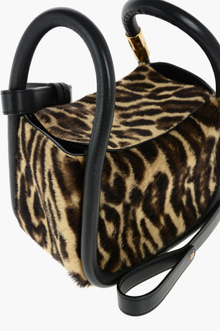 Spotted Ponyskin Double Handle Bag with Removable Shoulder Strap