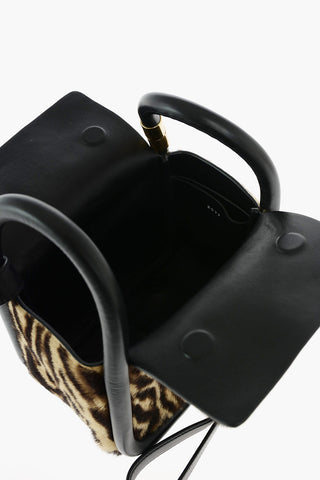Spotted Ponyskin Double Handle Bag with Removable Shoulder Strap