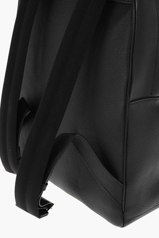 HOMME Textured Leather Backpack with Outer Pocket