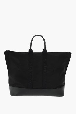 borsa tote con dettagli in pelle e tracolla removibile
