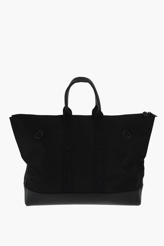 borsa tote con dettagli in pelle e tracolla removibile